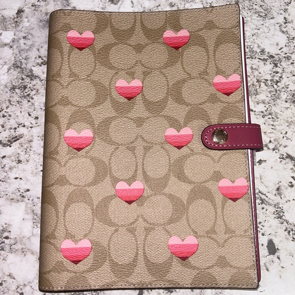 LAST CALL!!!! Coach Notebook In Signature Canvas With Stripe Heart Print